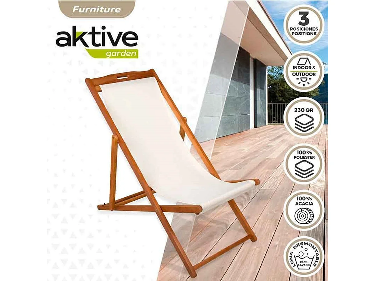 Hamaca plegable Aktive Garden reclinable natural/beige 94x59x100 cm