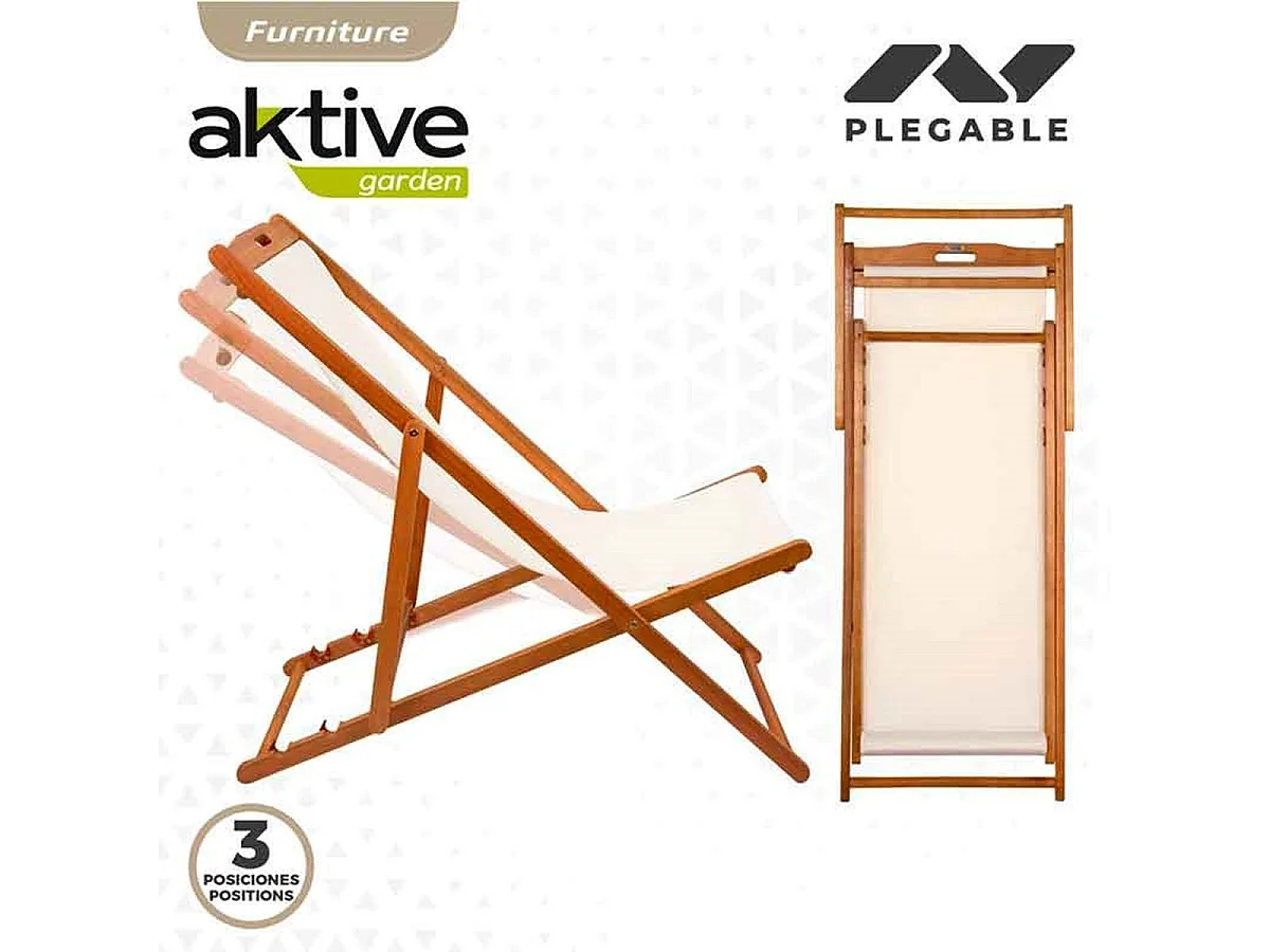 Hamaca plegable Aktive Garden reclinable natural/beige 94x59x100 cm