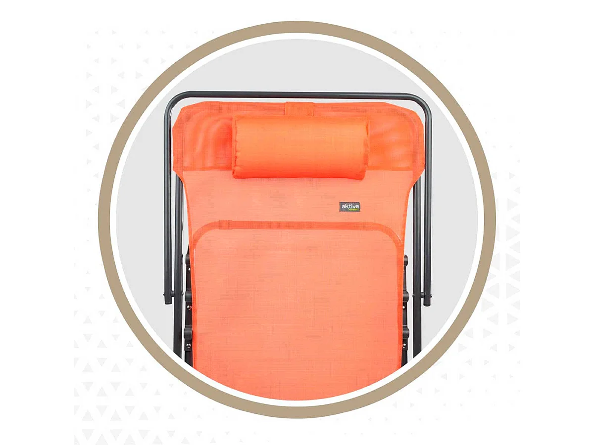 Hamaca plegable Aktive Garden 3 posiciones con reposacabezas naranja
