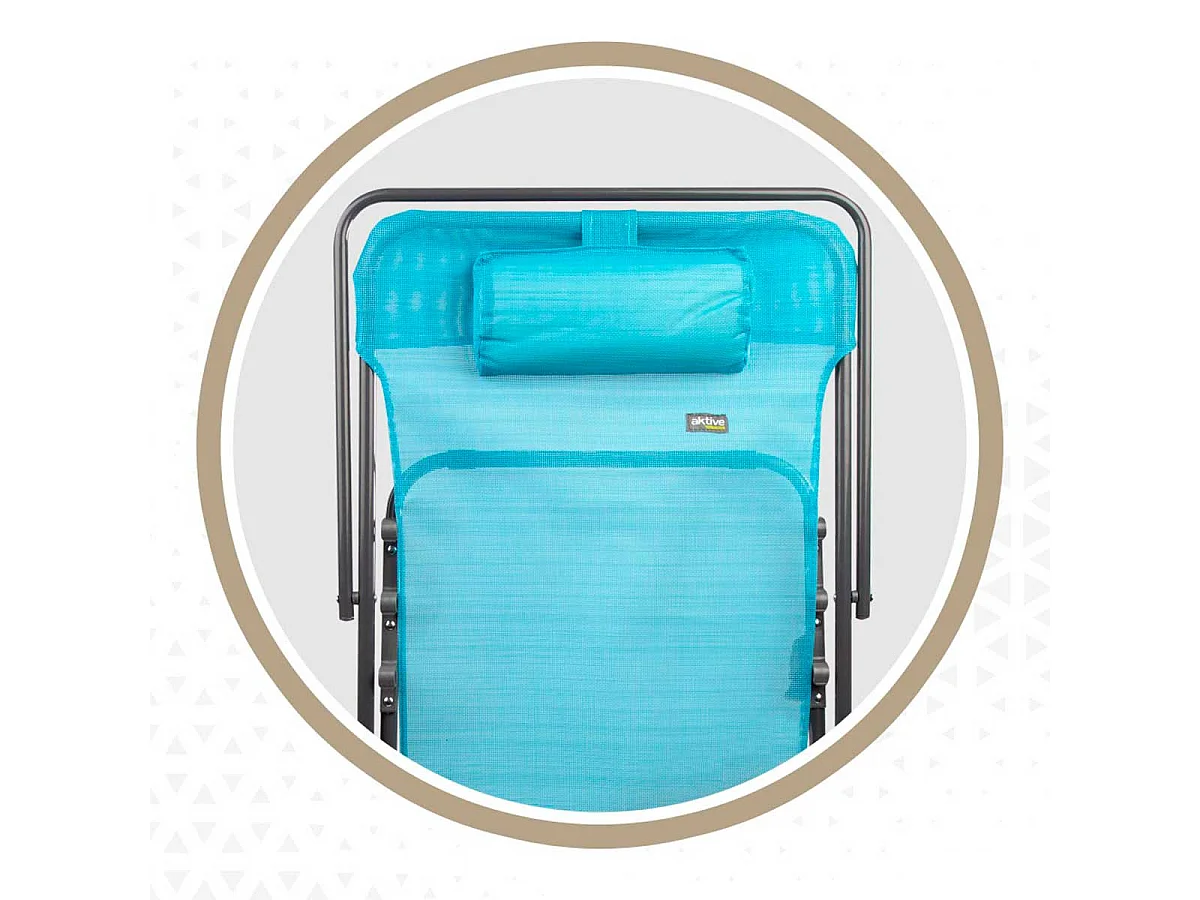 Hamaca plegable Aktive Garden 3 posiciones con reposacabezas azul
