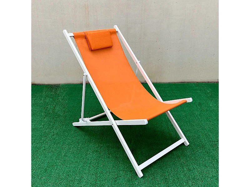 Hamaca Alcaraz plegable con reposacabezas naranja 92-81x61x97-100 cm