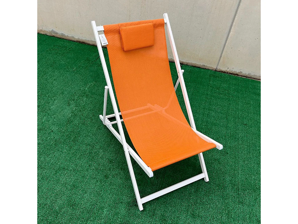 Hamaca Alcaraz plegable con reposacabezas naranja 92-81x61x97-100 cm