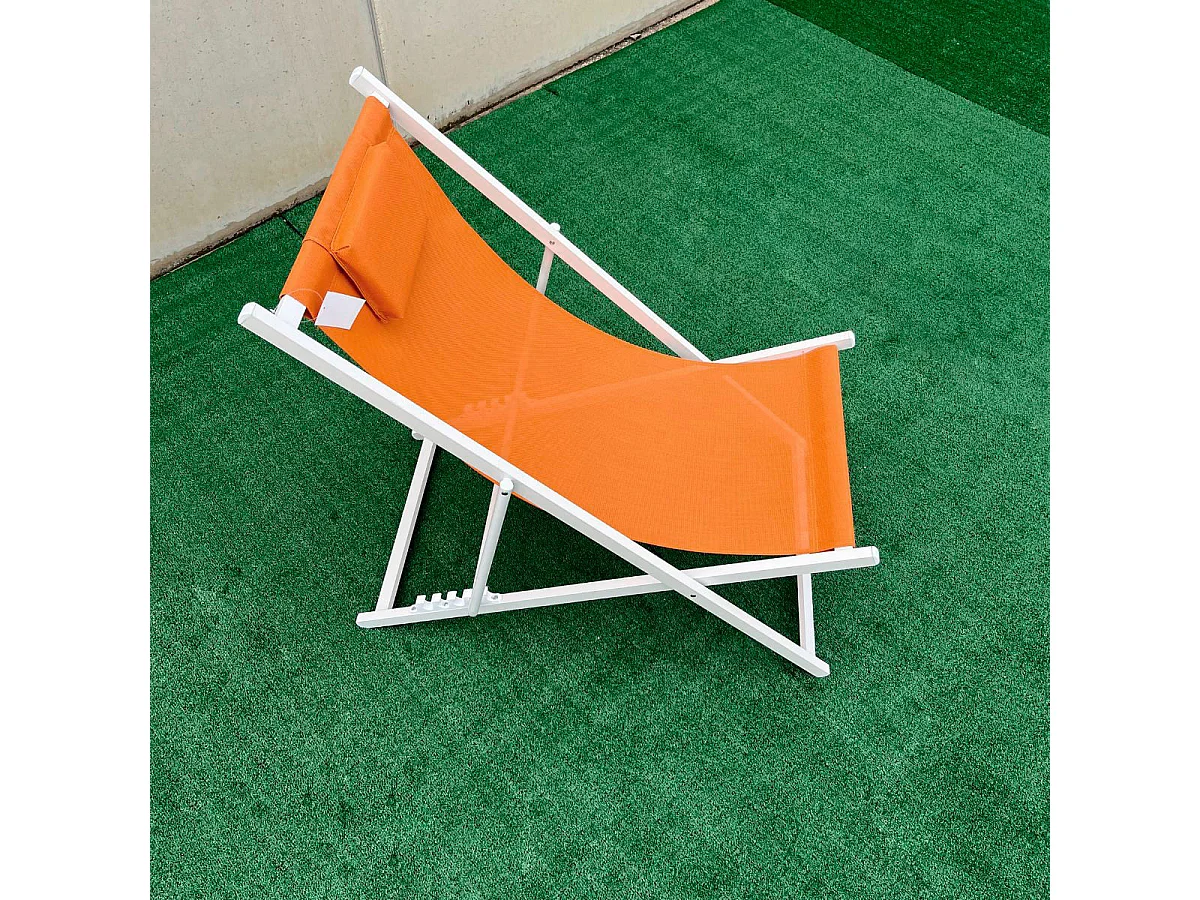 Hamaca Alcaraz plegable con reposacabezas naranja 92-81x61x97-100 cm