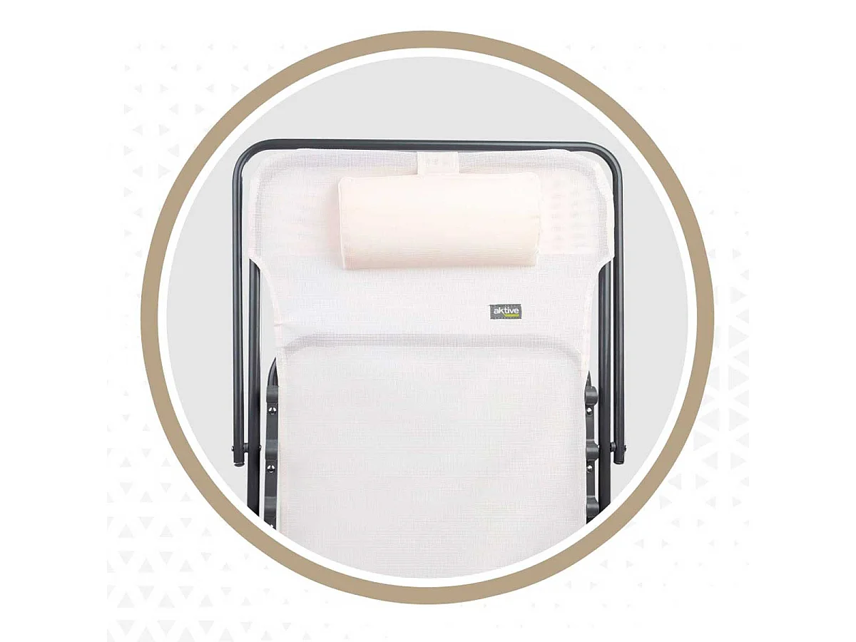 Hamaca plegable Aktive Garden 3 posiciones con reposacabezas blanco