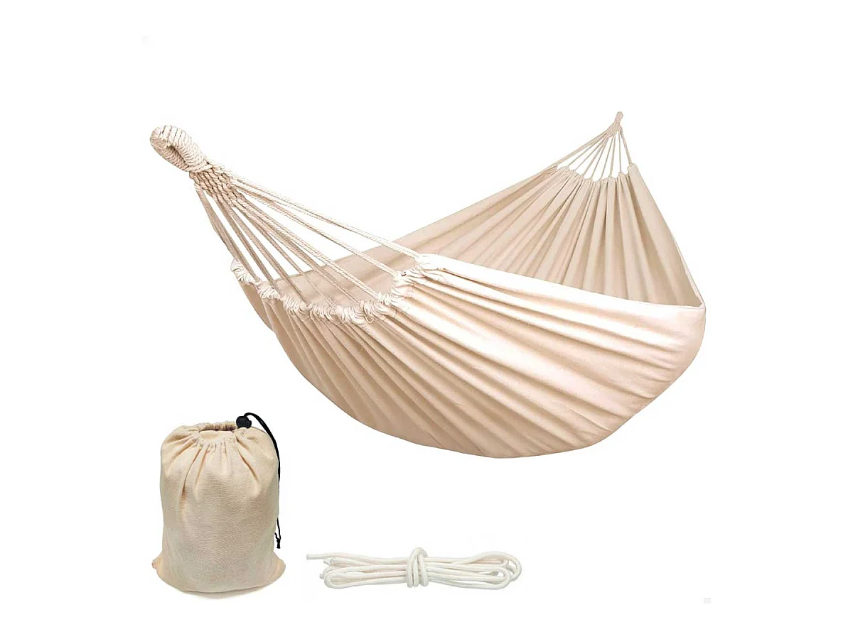 Hamaca colgante Aktive Camping 1 persona con bolsa de transporte beige