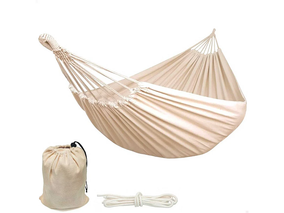 Hamaca colgante Aktive Camping 1 persona con bolsa de transporte beige