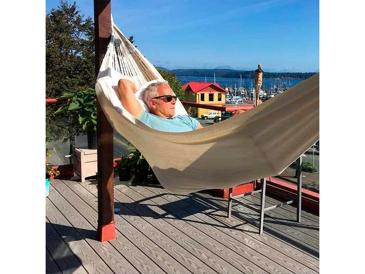 Hamaca colgante Aktive Camping 1 persona con bolsa de transporte beige