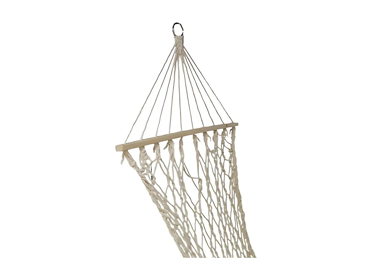 Hamaca de macramé con madera y borlas beige 270x80 cm