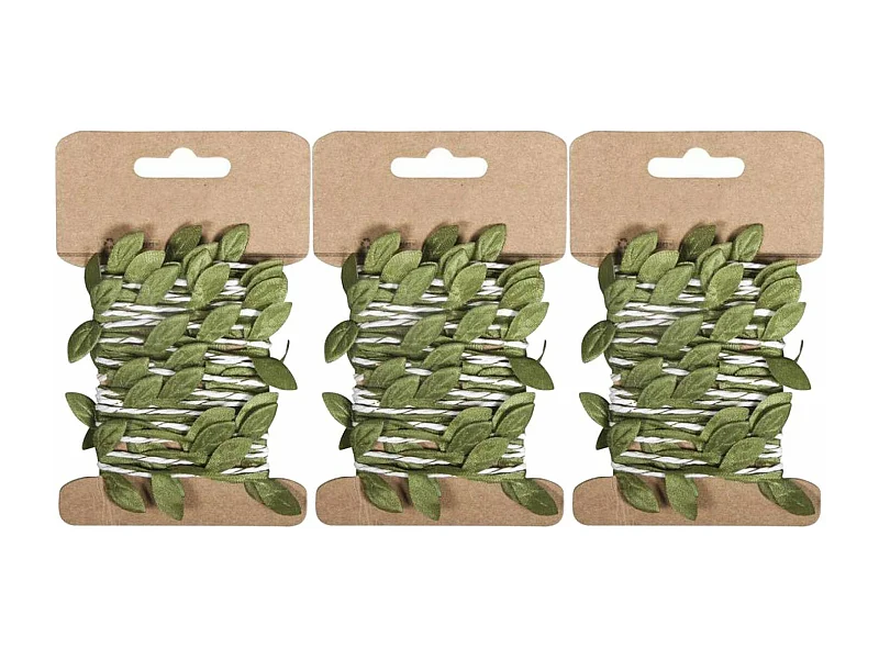 3 guirnaldas de hojas verdes de papel 2 m