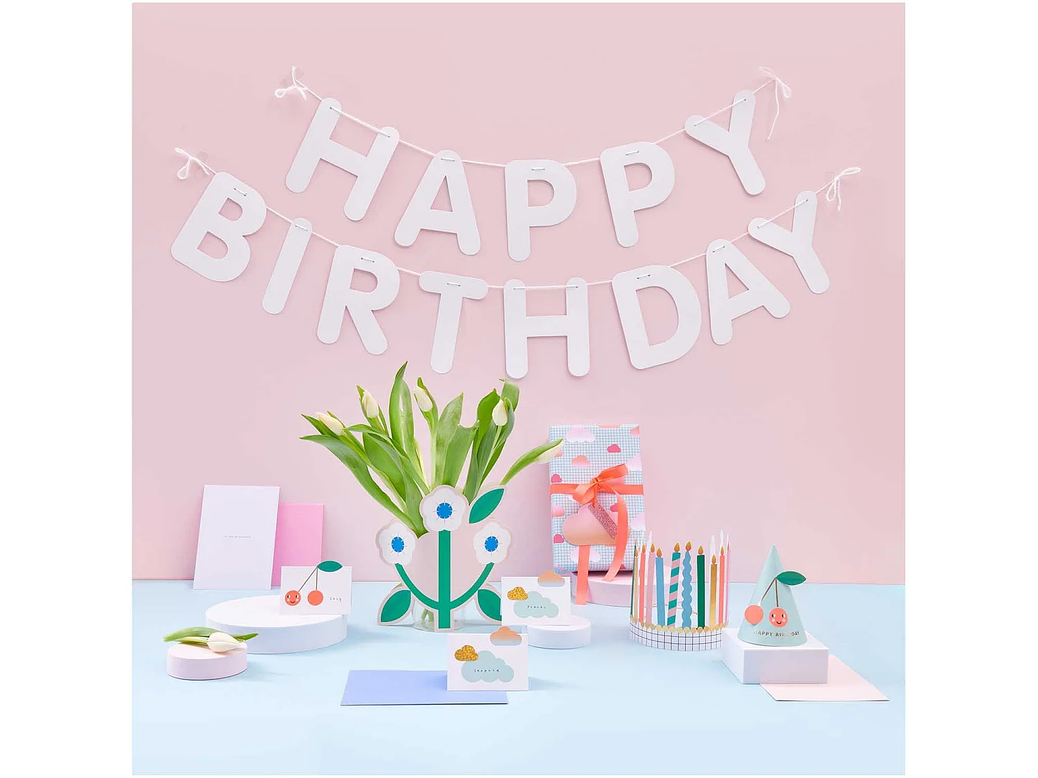 Guirnalda Feliz Cumpleaños blanca 5 m