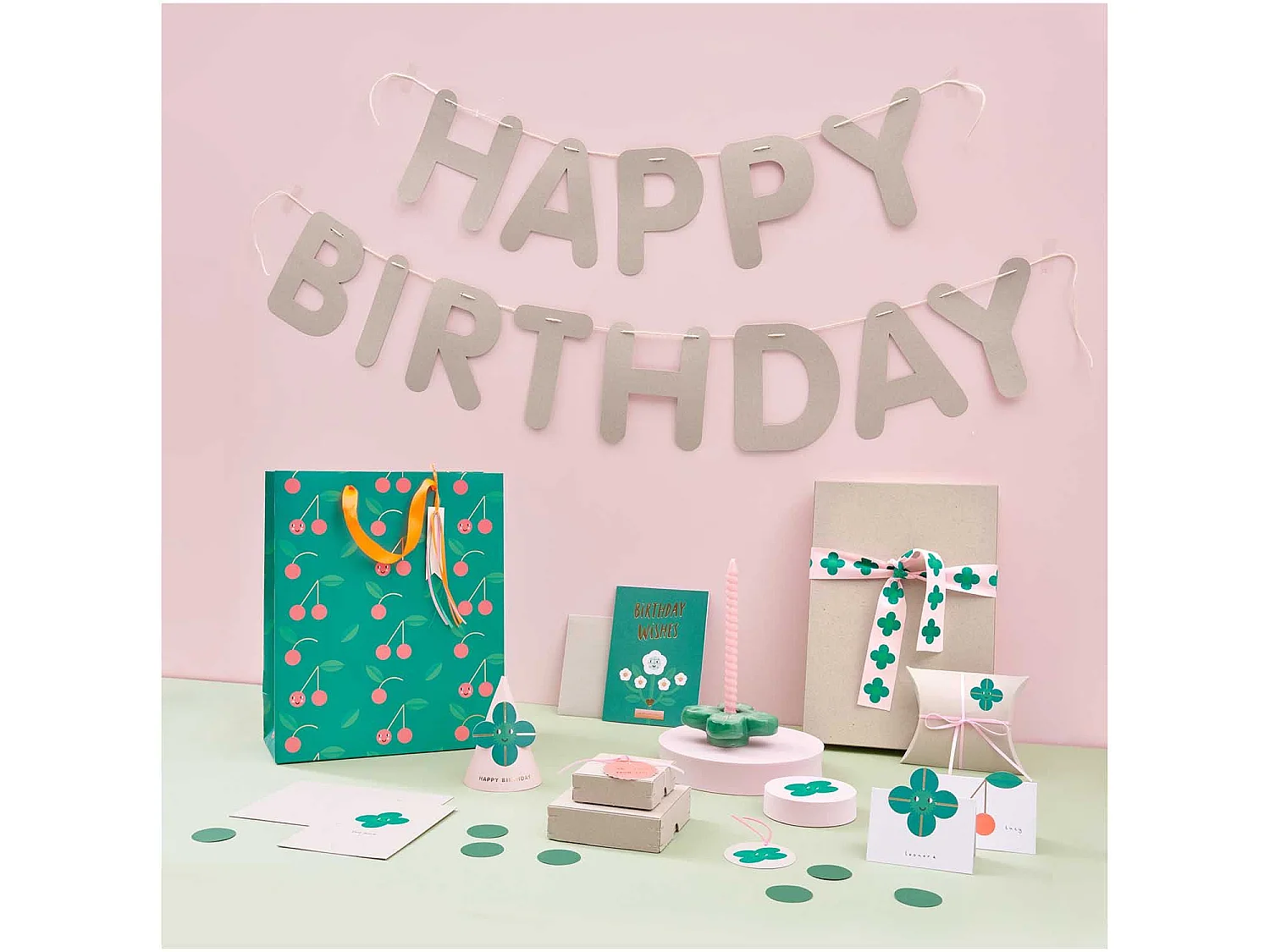 Guirnalda Feliz Cumpleaños gris 5 m