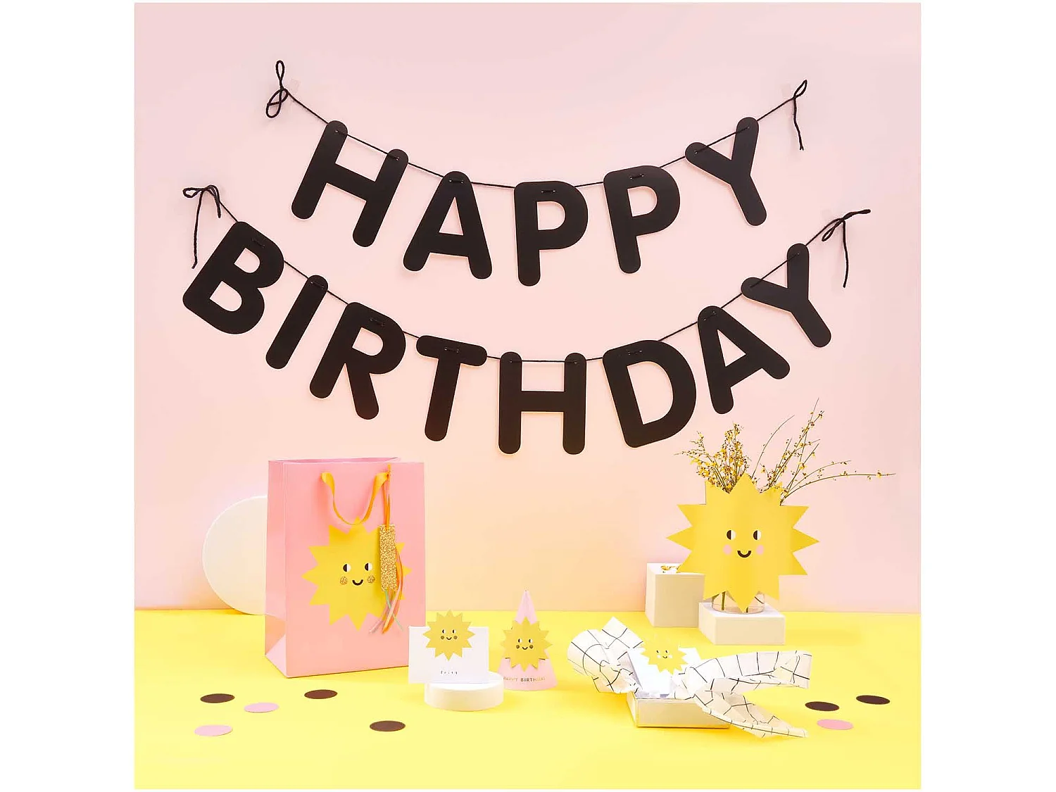 Guirnalda negra Happy Birthday 5 m