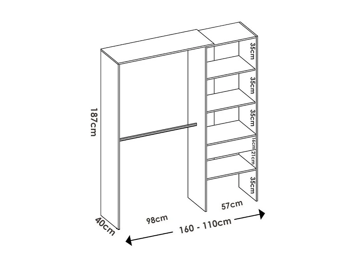 Conjunto de dormitorio Lago Pack 9 cama + mesita + armario vestidor natural