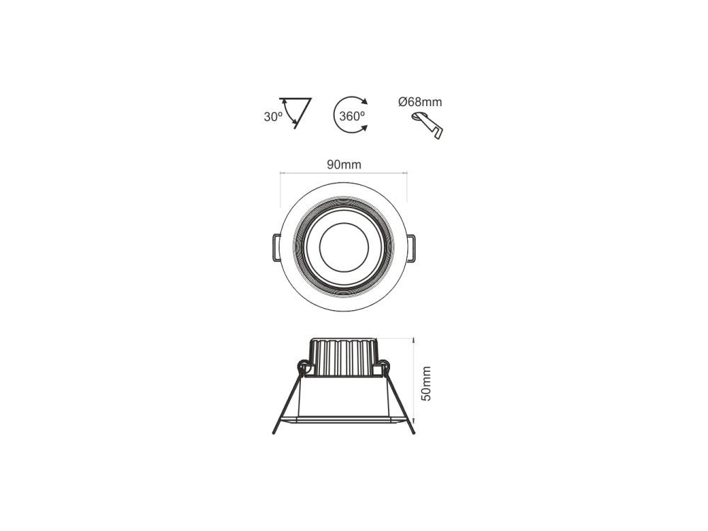 Spot LED redondo embutido ajustável regulável 8W IP44 4000k