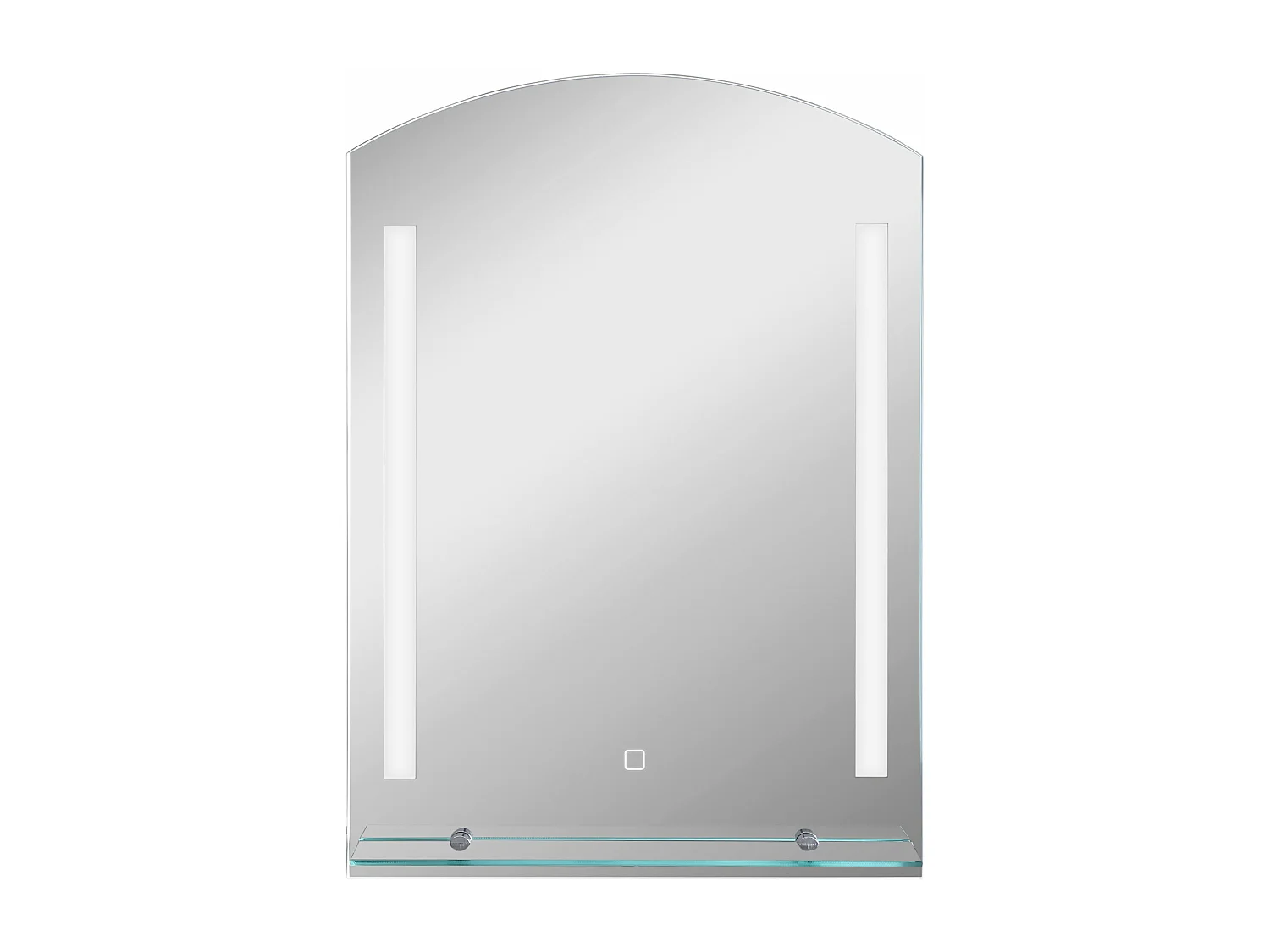 Espelho de Casa de Banho com Luz LED e Prateleira de Vidro - 70x50 cm - kleankin - Prata