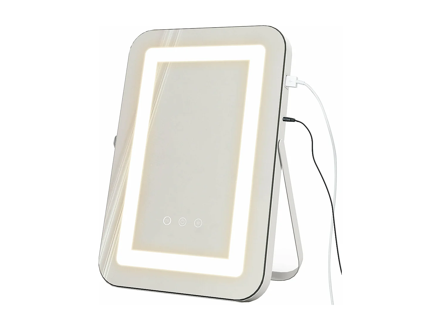 Espelho de Maquilhagem com Luz LED e Entrada USB - HOMCOM Espelho Giratório 30x40 cm com Iluminação Ajustável