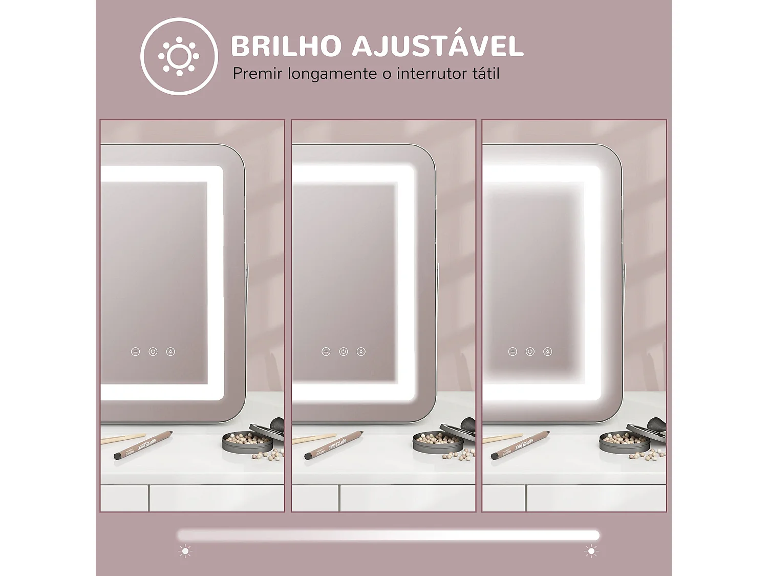 Espelho de Maquilhagem com Luz LED e Entrada USB - HOMCOM Espelho Giratório 30x40 cm com Iluminação Ajustável