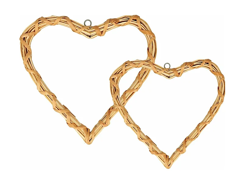 2 corazones de mimbre 30/20 cm