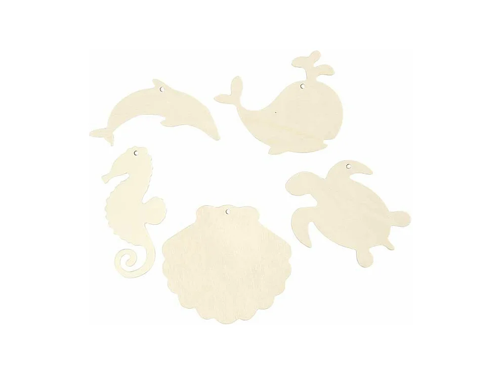 Guirnalda de madera para decorar - 5 Animales del Mar