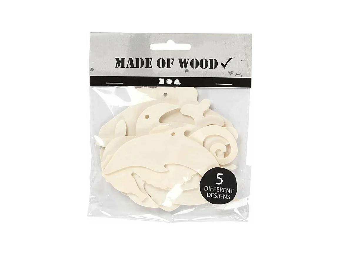 Guirnalda de madera para decorar - 5 Animales del Mar