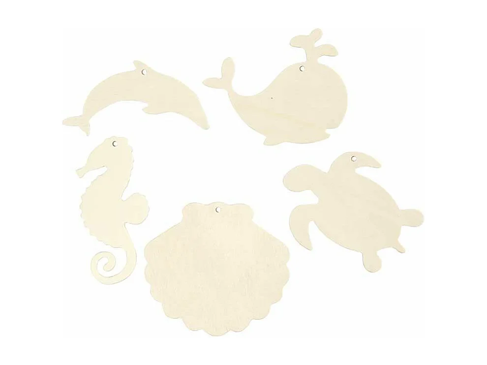 Guirlande en bois à décorer - 5 Animaux marins