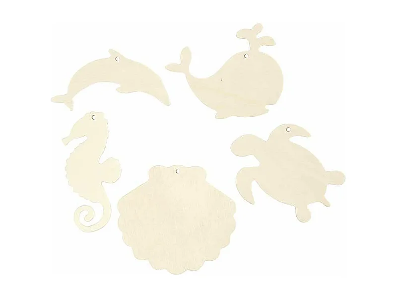 Guirlande en bois à décorer - 5 Animaux marins