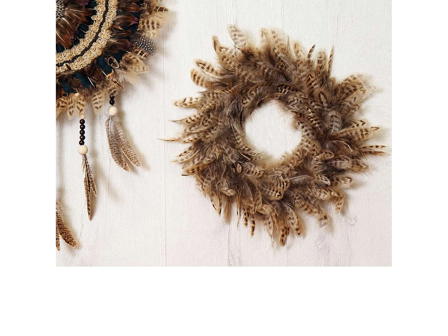 Couronne de plumes tigrées 28 cm