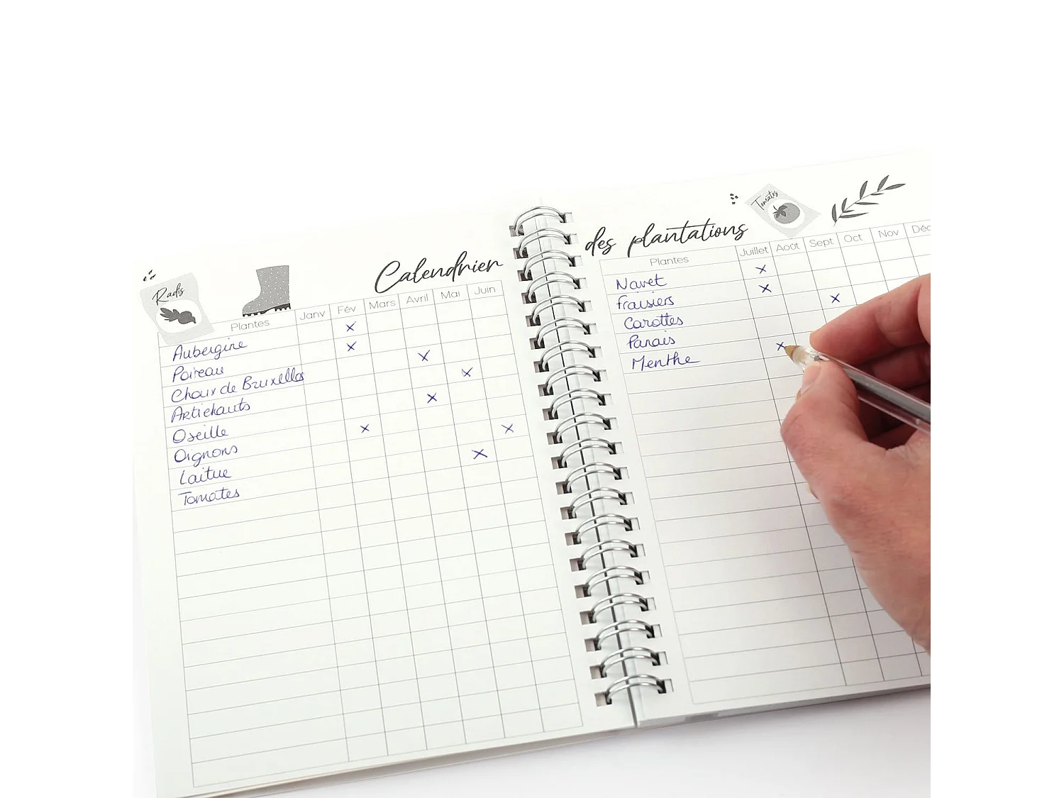 Cuaderno jardinería + pegatinas huerta