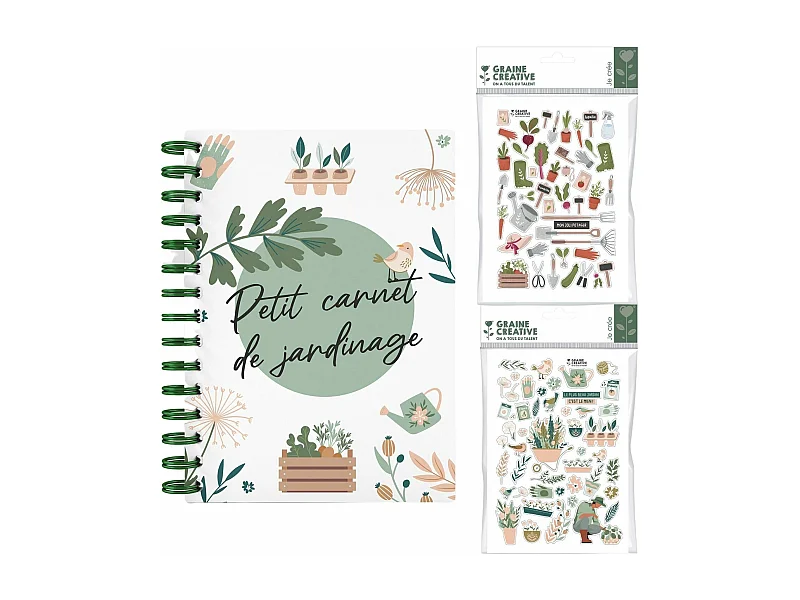 Cuaderno jardinería + pegatinas