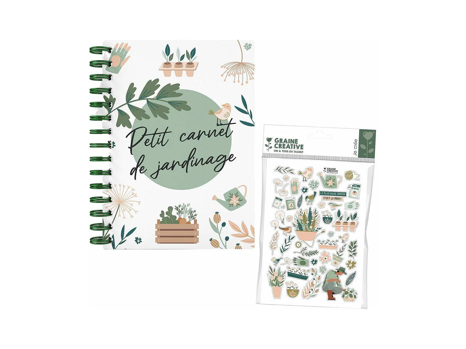 Cuaderno jardinería + pegatinas jardín