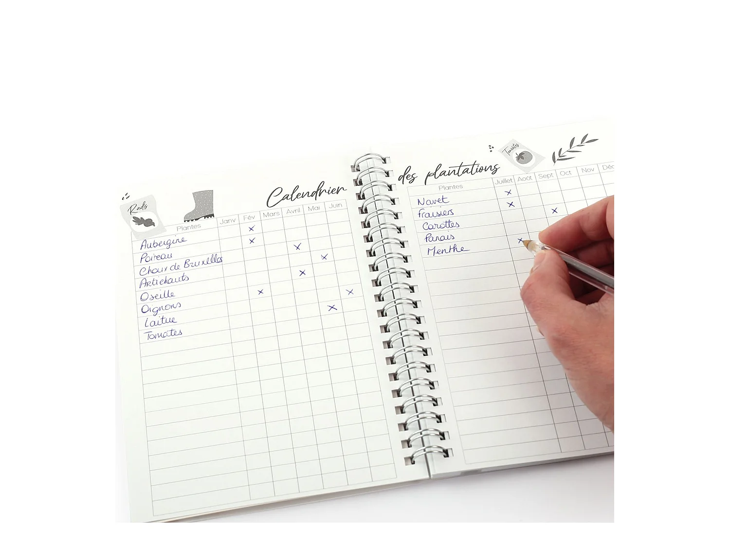 Cuaderno jardinería + pegatinas jardín