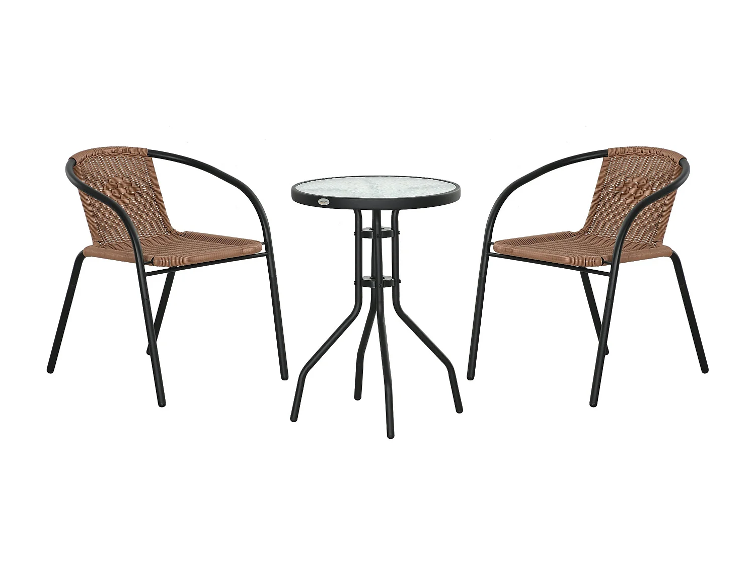 Conjunto de jardín Naranjo 2 sillas + mesa negro/natural