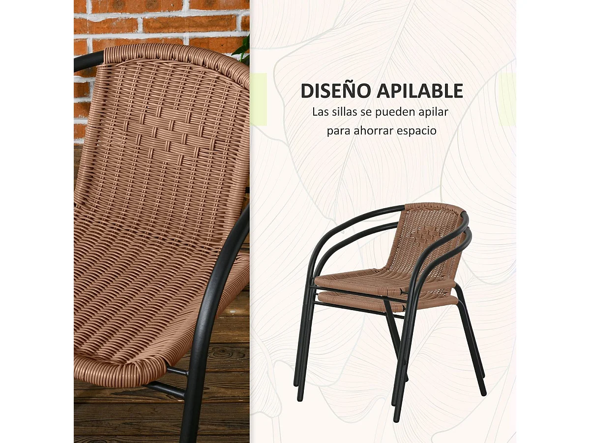 Conjunto de jardín Naranjo 2 sillas + mesa negro/natural