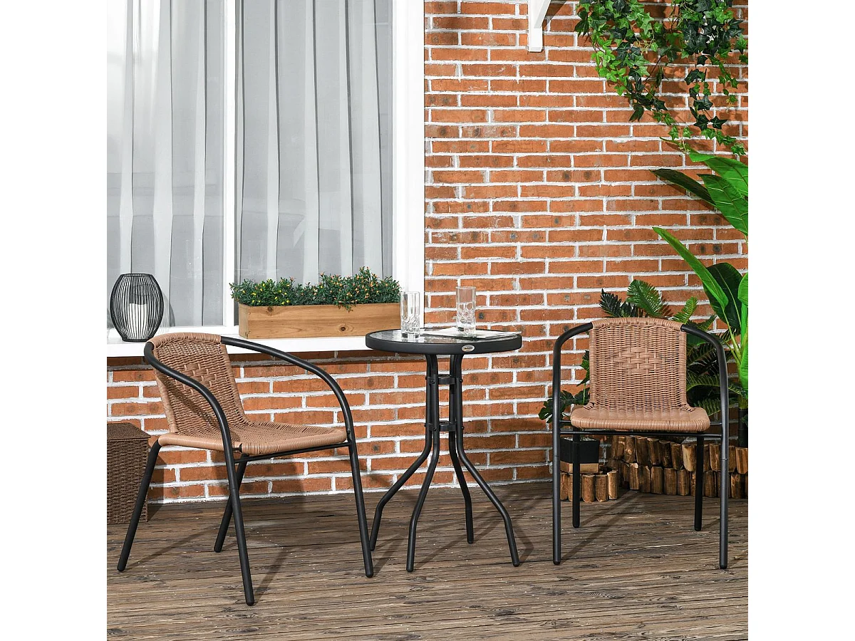 Conjunto de jardín Naranjo 2 sillas + mesa negro/natural