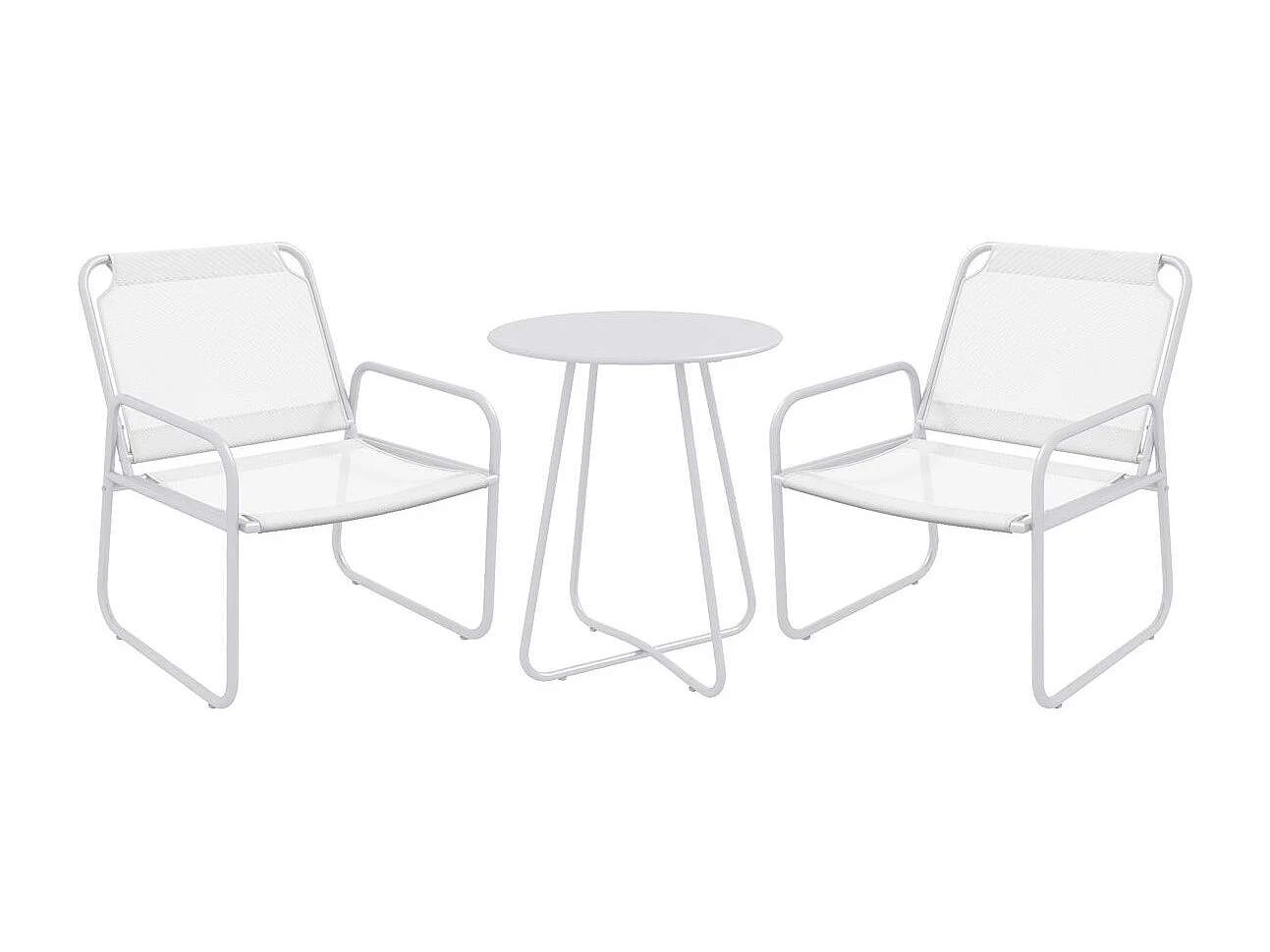 Conjunto de Móveis de Jardim Outsunny: Mesa Redonda e 2 Cadeiras com Almofadas Ajustáveis em Branco