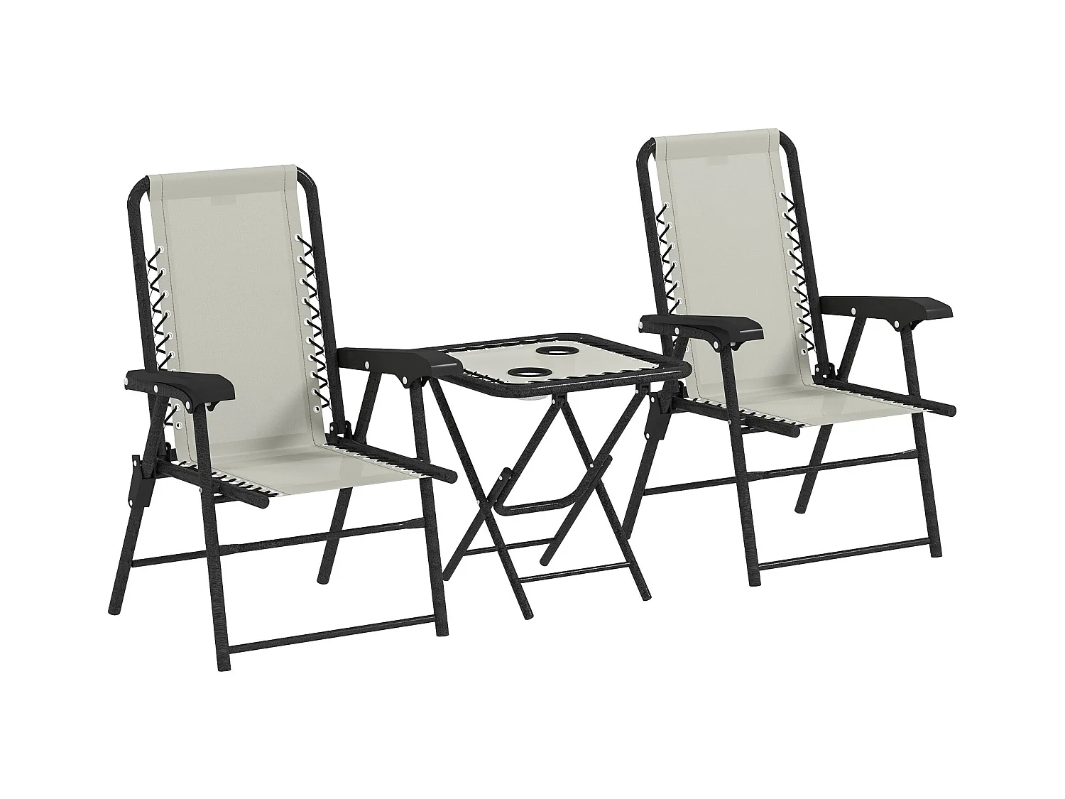 Conjunto de jardín Candel Outsunny 3 piezas plegables crema