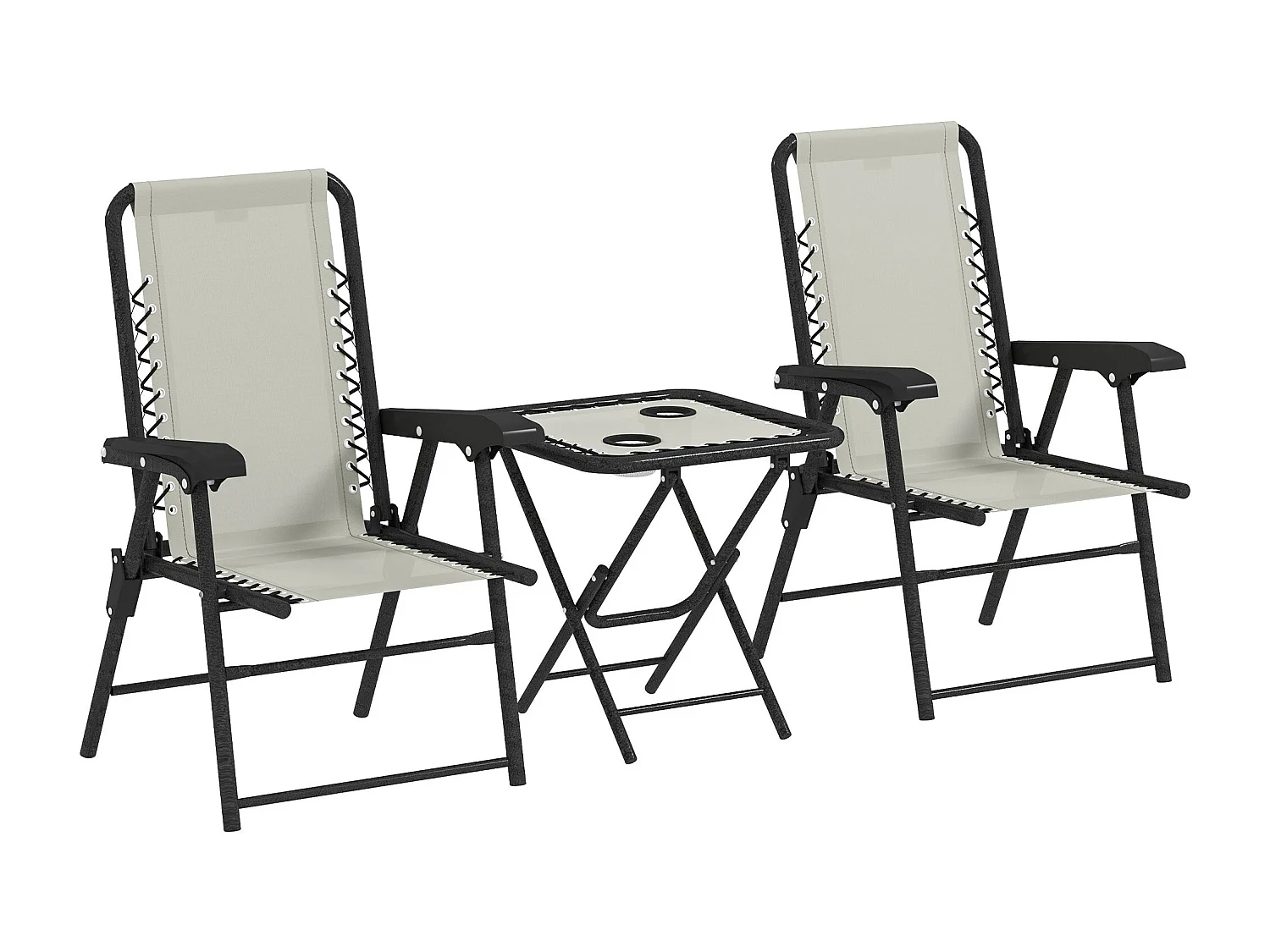 Conjunto de jardín Candel Outsunny 3 piezas plegables crema