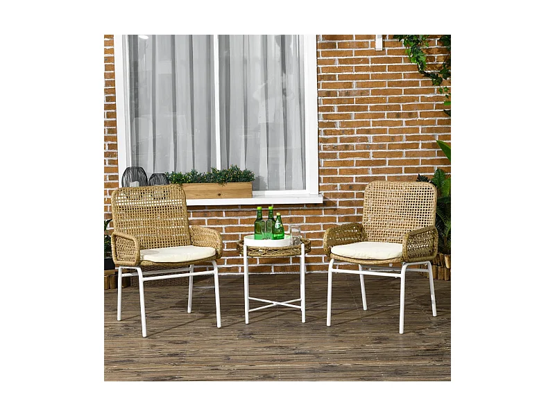 Conjunto de jardín Milán Outsunny 2 sillas + mesa natural