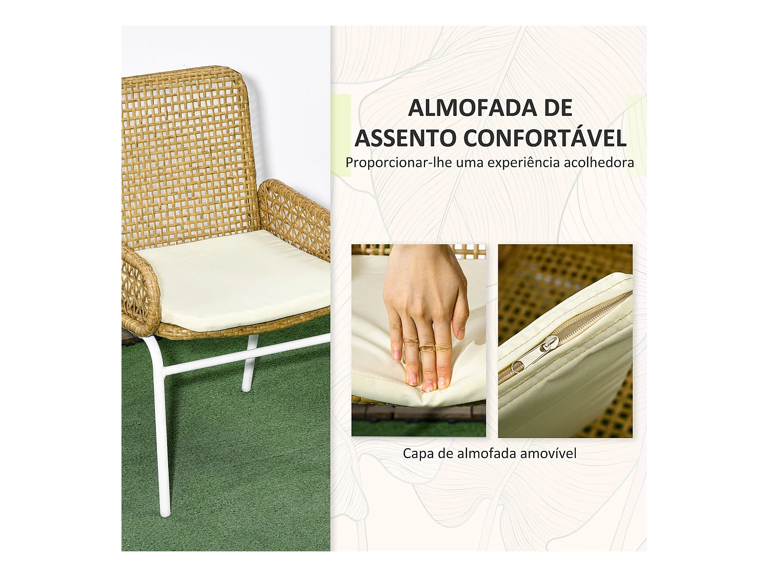 Conjunto de jardín Milán Outsunny 2 sillas + mesa natural