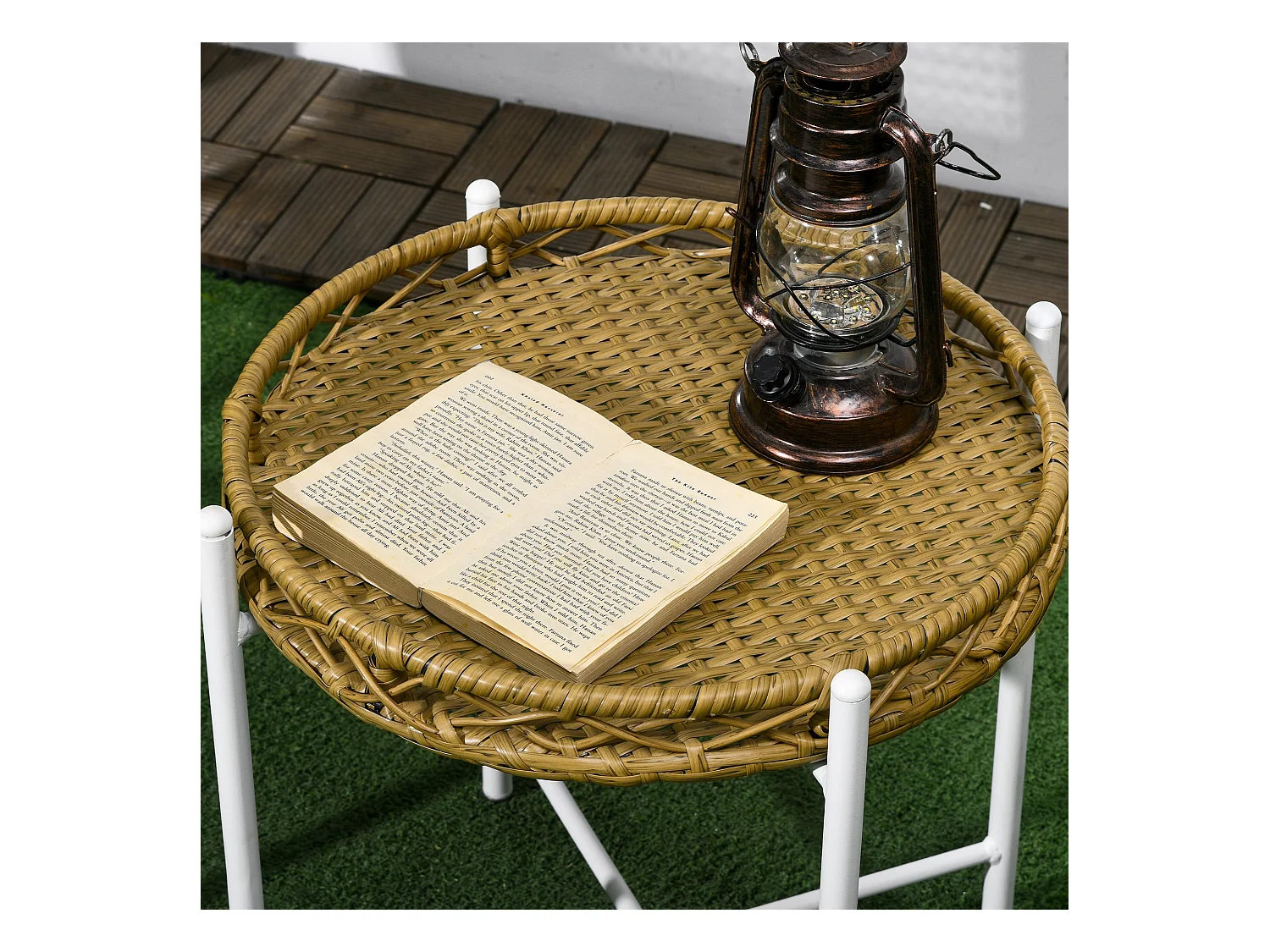 Conjunto de jardín Milán Outsunny 2 sillas + mesa natural