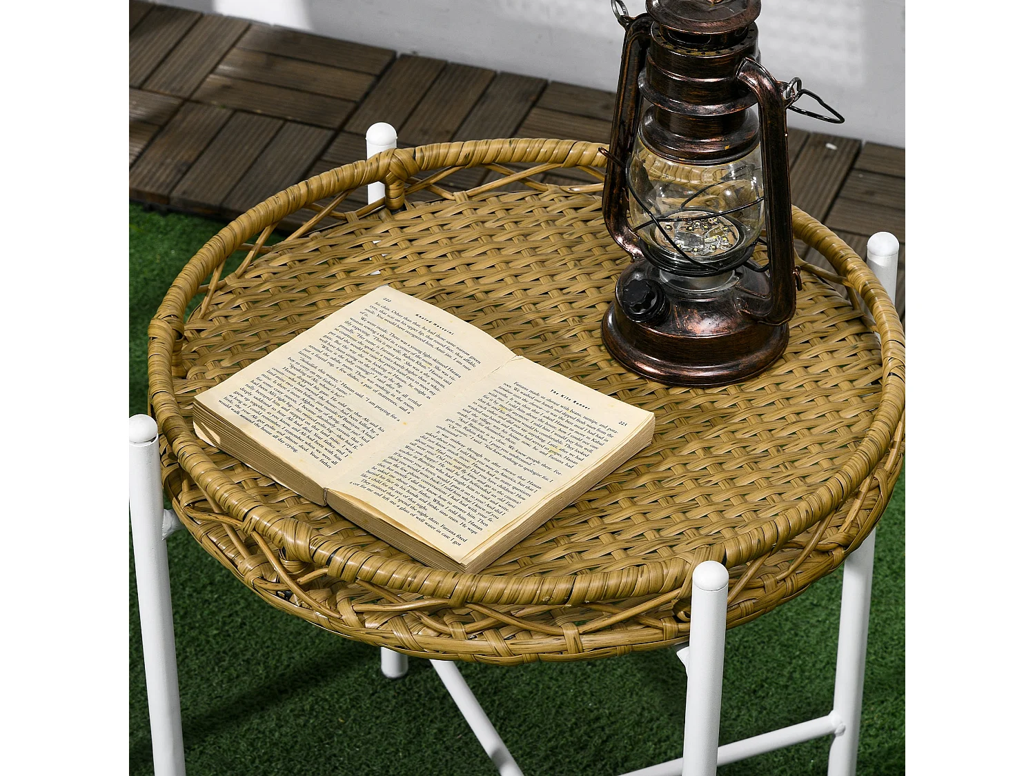 Conjunto de jardín Milán Outsunny 2 sillas + mesa natural