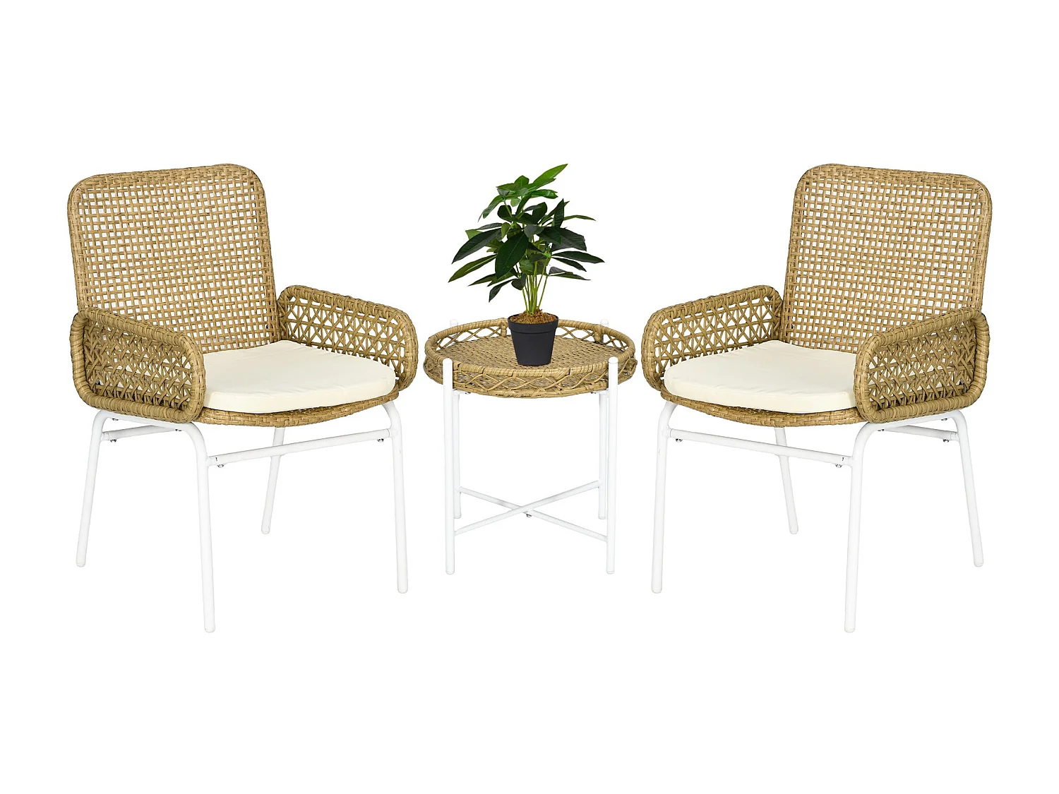 Conjunto Bistro de Mesa e Cadeiras para Exterior - 3 Peças Elegantes e Confortáveis
