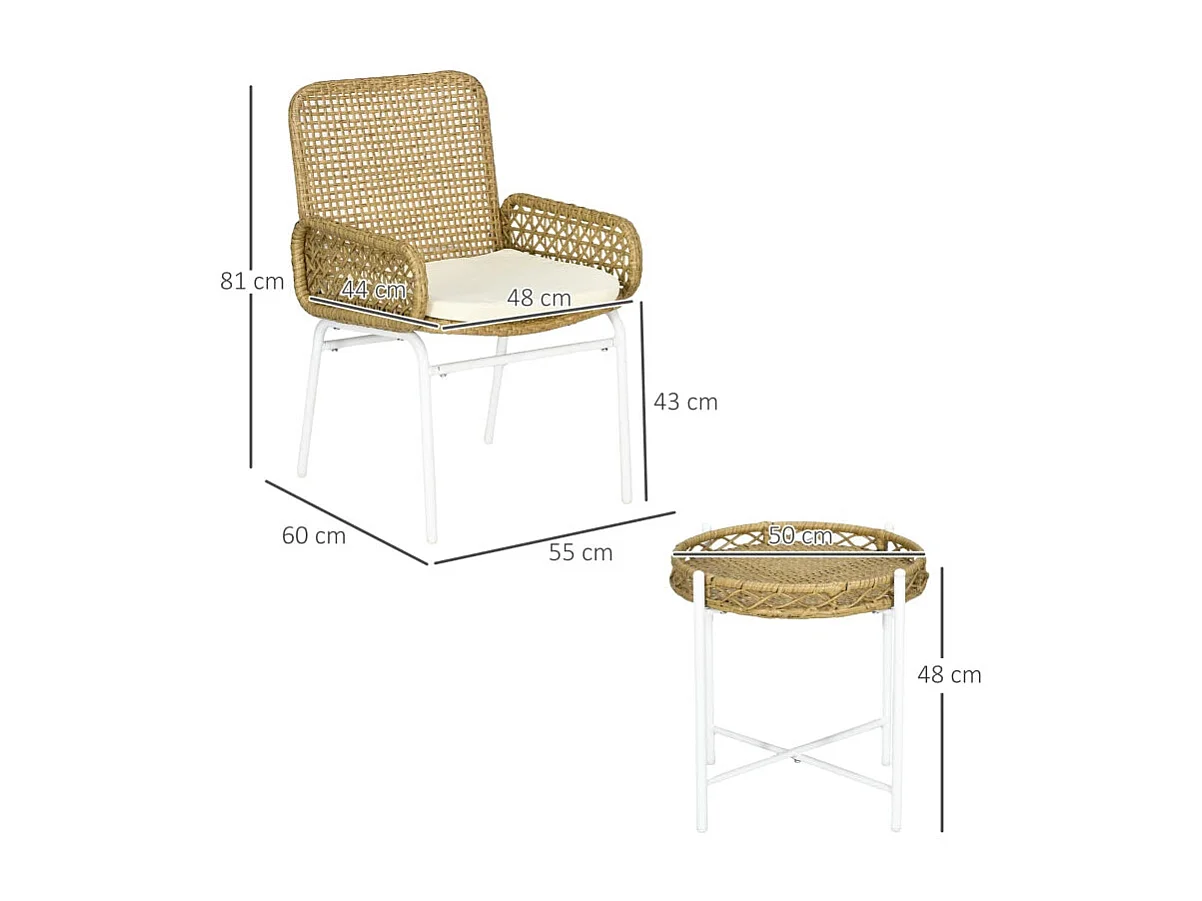 Conjunto Bistro de Mesa e Cadeiras para Exterior - 3 Peças Elegantes e Confortáveis