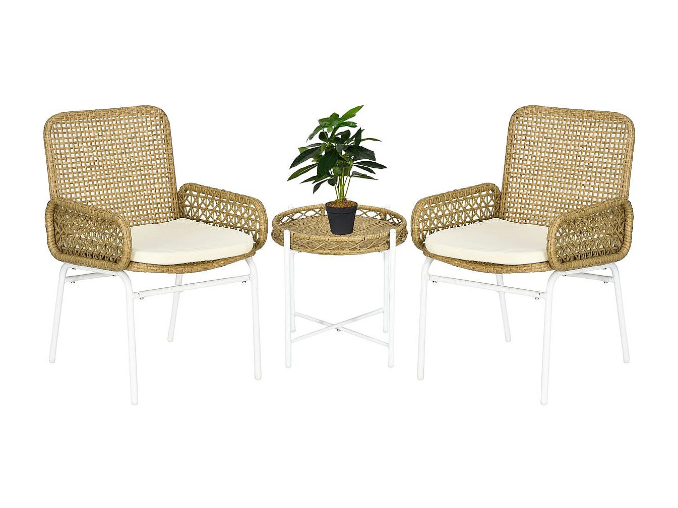 Conjunto Bistro de Mesa e Cadeiras para Exterior - 3 Peças Elegantes e Confortáveis