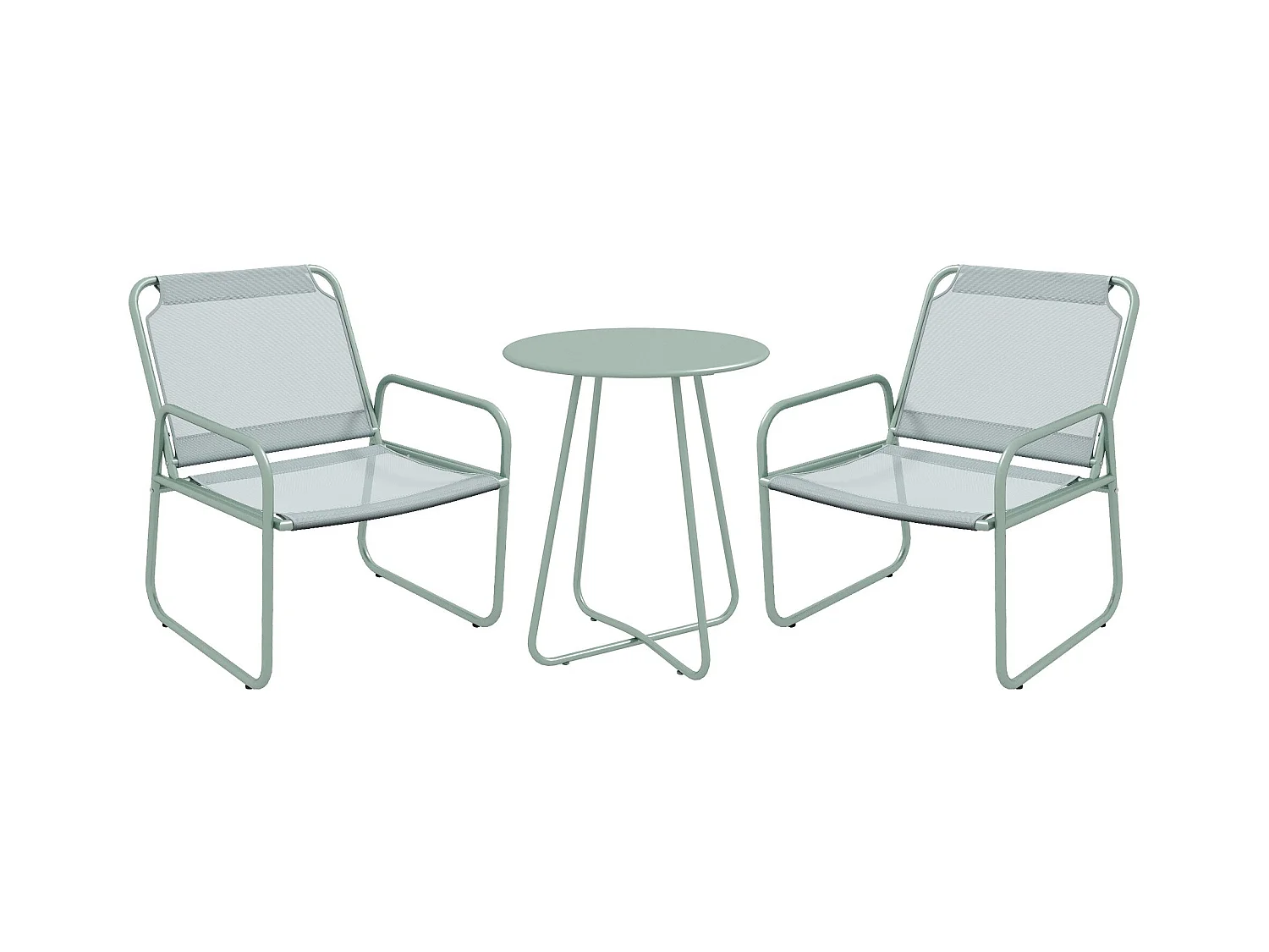 Conjunto de jardín Vega Baja Outsunny 2 sillas + 1 mesa verde