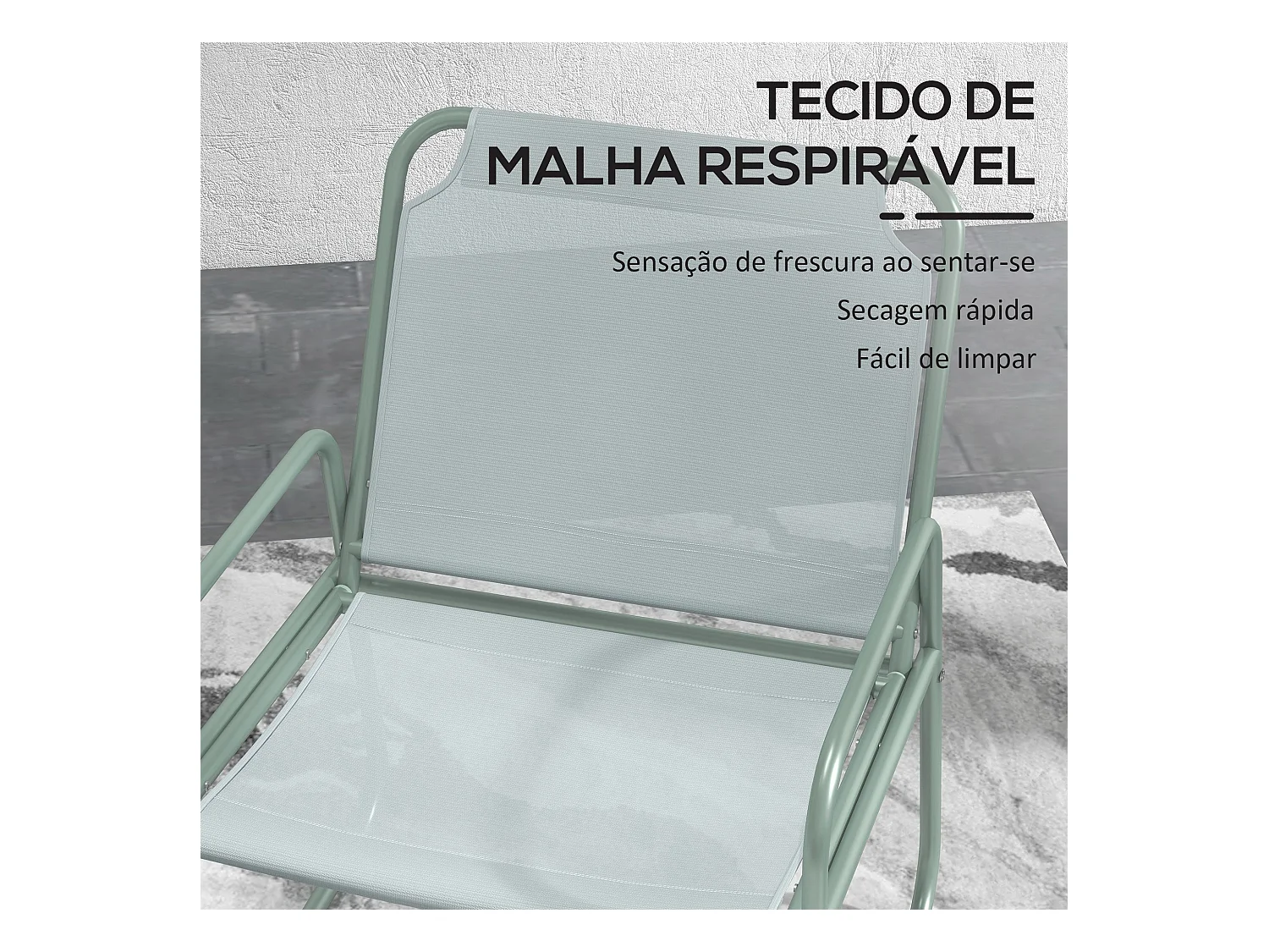 Conjunto de jardín Vega Baja Outsunny 2 sillas + 1 mesa verde