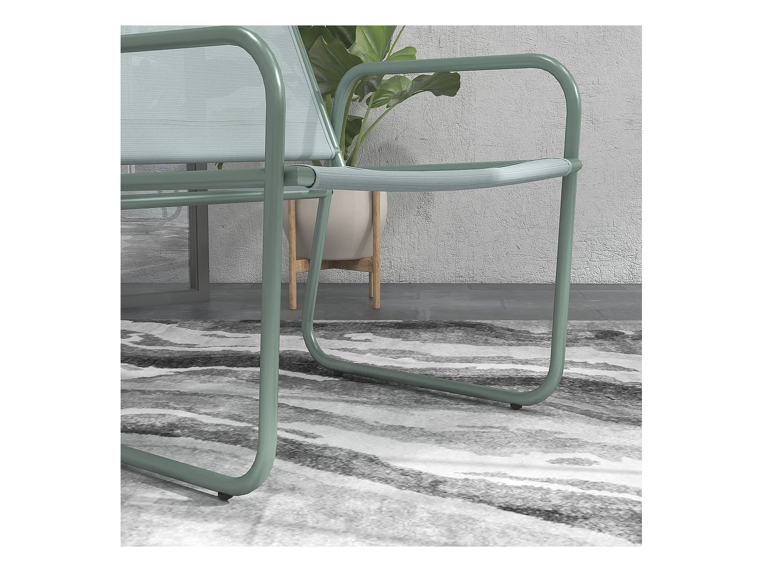 Conjunto de jardín Vega Baja Outsunny 2 sillas + 1 mesa verde