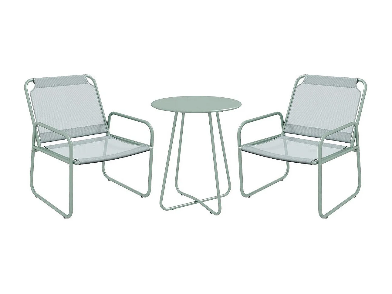 Conjunto de jardín Vega Baja Outsunny 2 sillas + 1 mesa verde