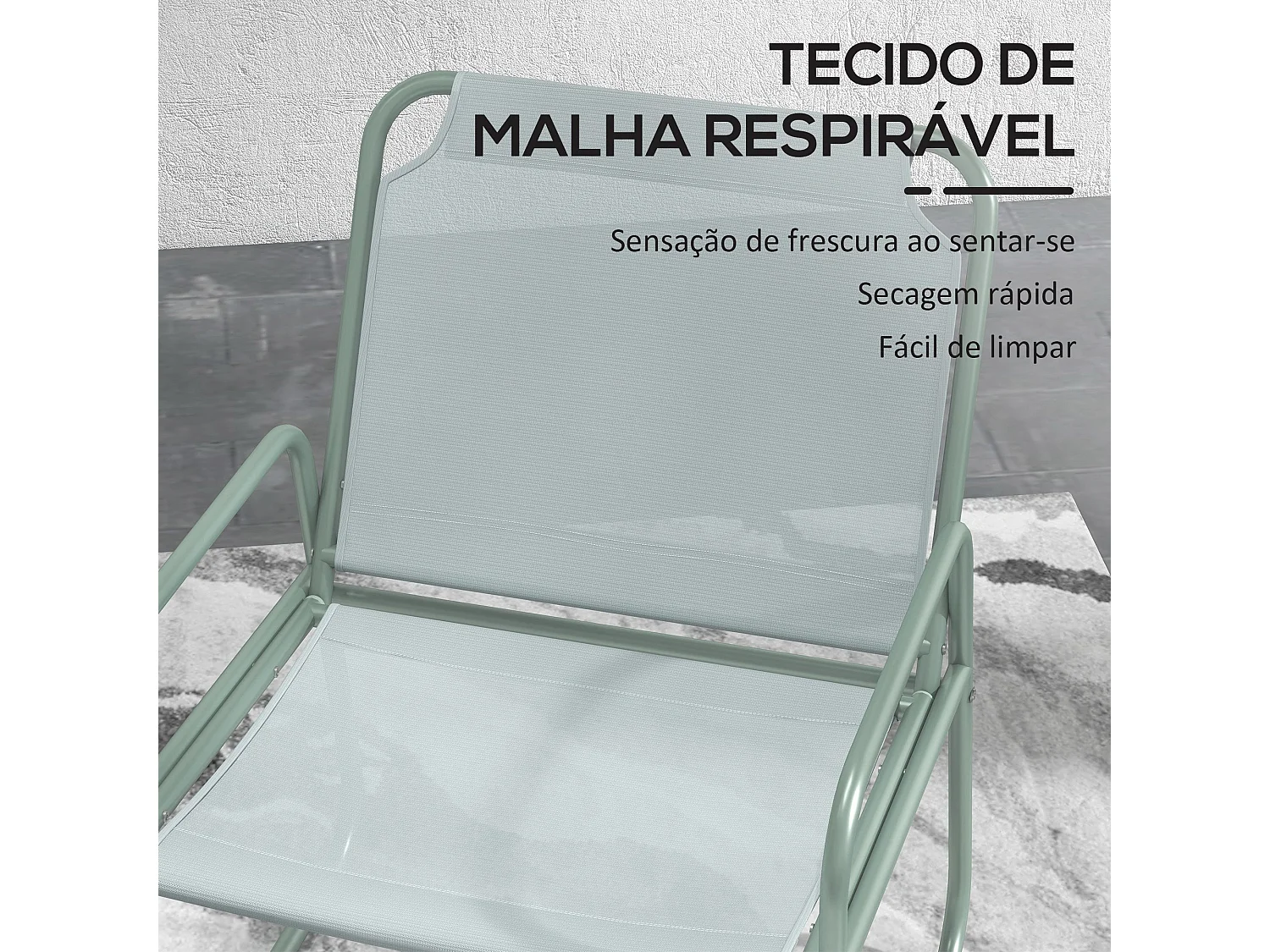 Conjunto de Móveis de Jardim Outsunny: Mesa Redonda e 2 Cadeiras com Almofadas Ajustáveis em Verde