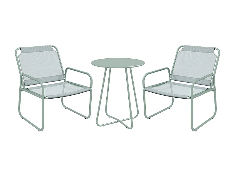 Conjunto de Móveis de Jardim Outsunny: Mesa Redonda e 2 Cadeiras com Almofadas Ajustáveis em Verde